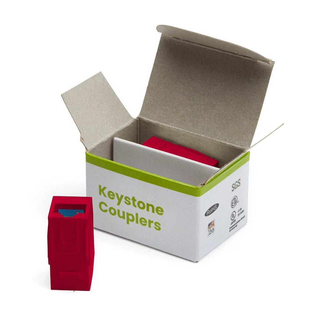 Cat6 Keystone Jack Coupler | Unshielded | red | 2 Piece | open box