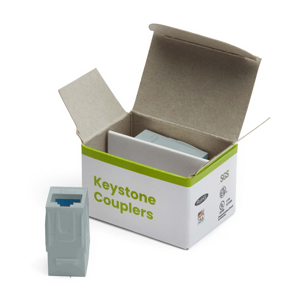 Cat6 Keystone Jack Coupler | Unshielded | Gray | 2 Piece | open box
