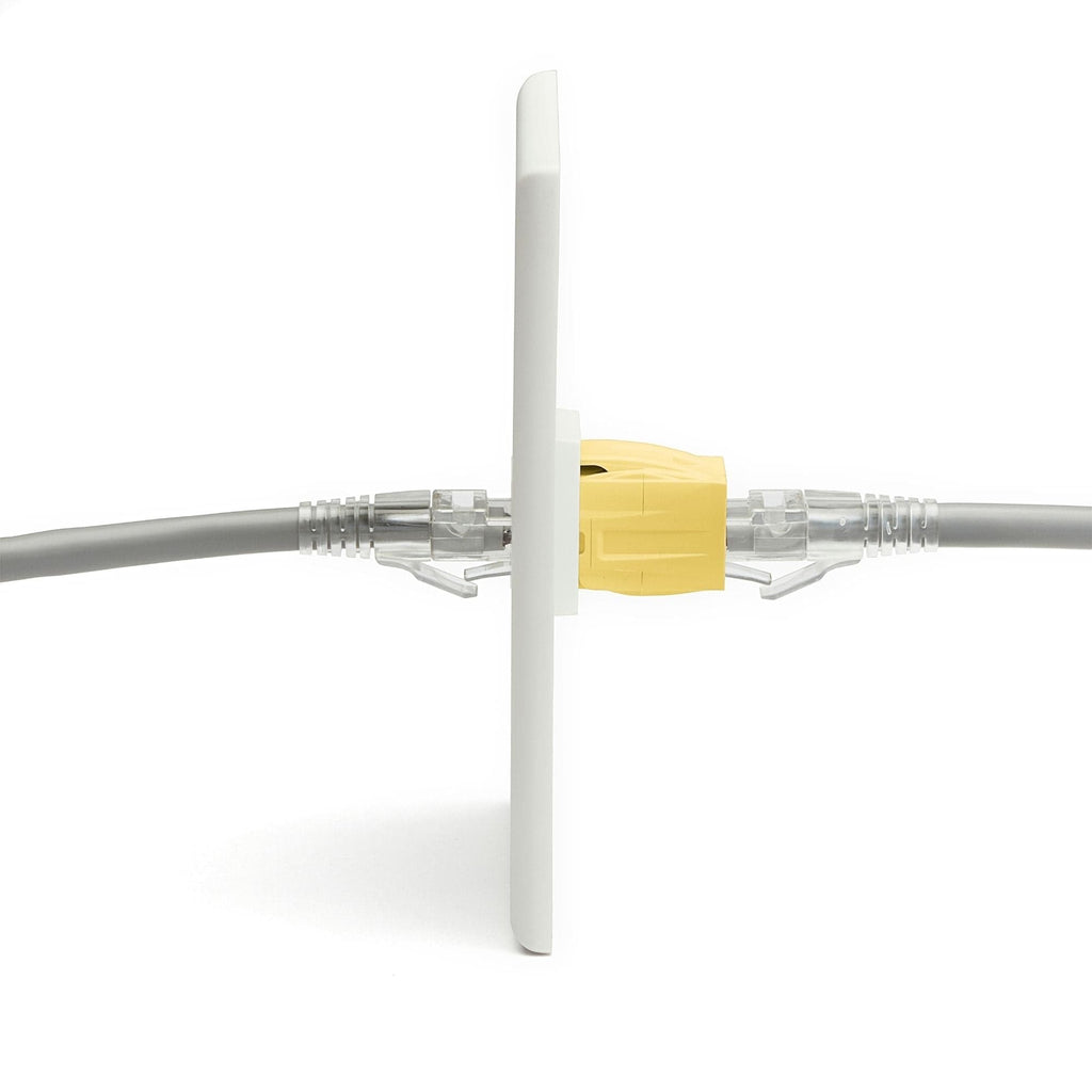 Cat6A Keystone Jack Couplers | Unshielded | 2 Piece | Yellow | coupler in wall plate