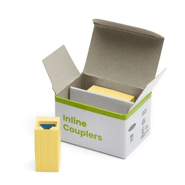 Cat6A Inline Coupler | Unshielded | Yellow | 2pc | open box