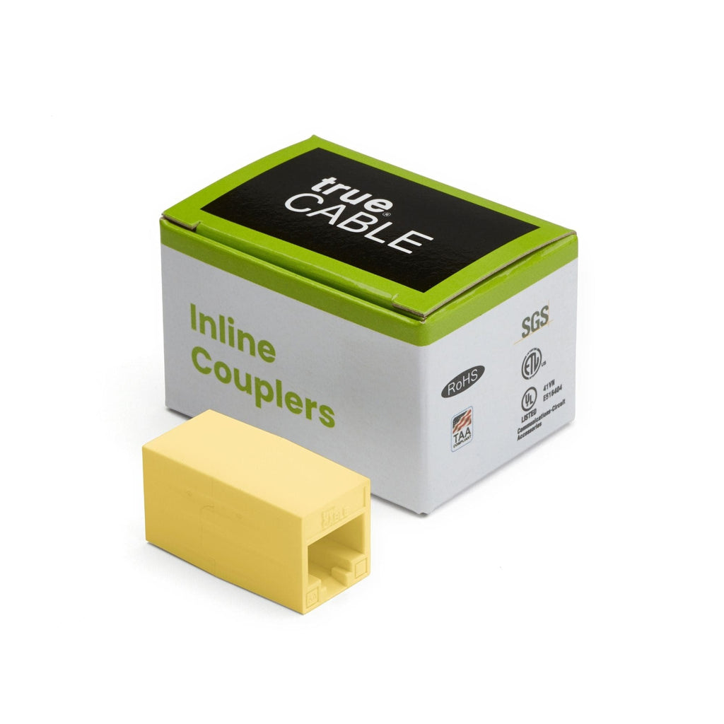 Cat6A Inline Coupler | Unshielded | Yellow | 2pc | closed box