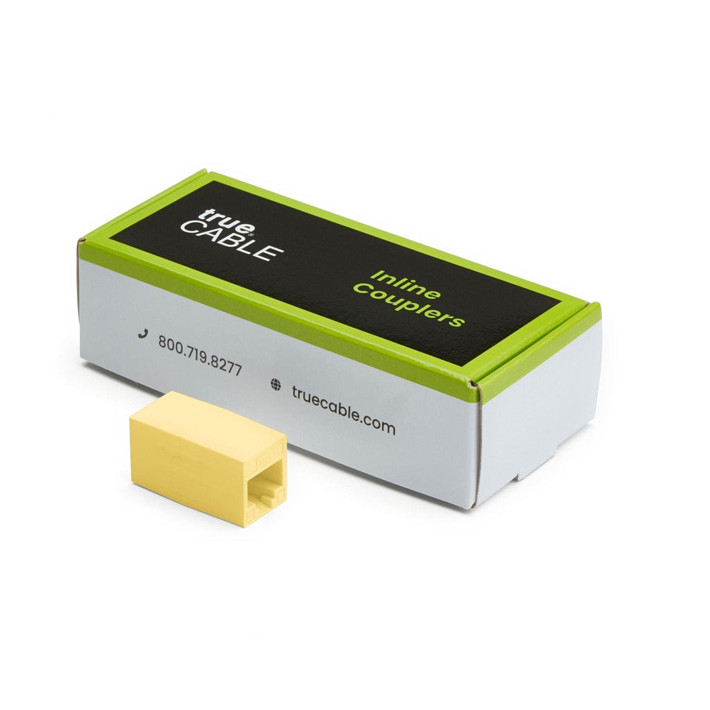 Cat6A Inline Coupler | Unshielded | Yellow | 6pc | closed box