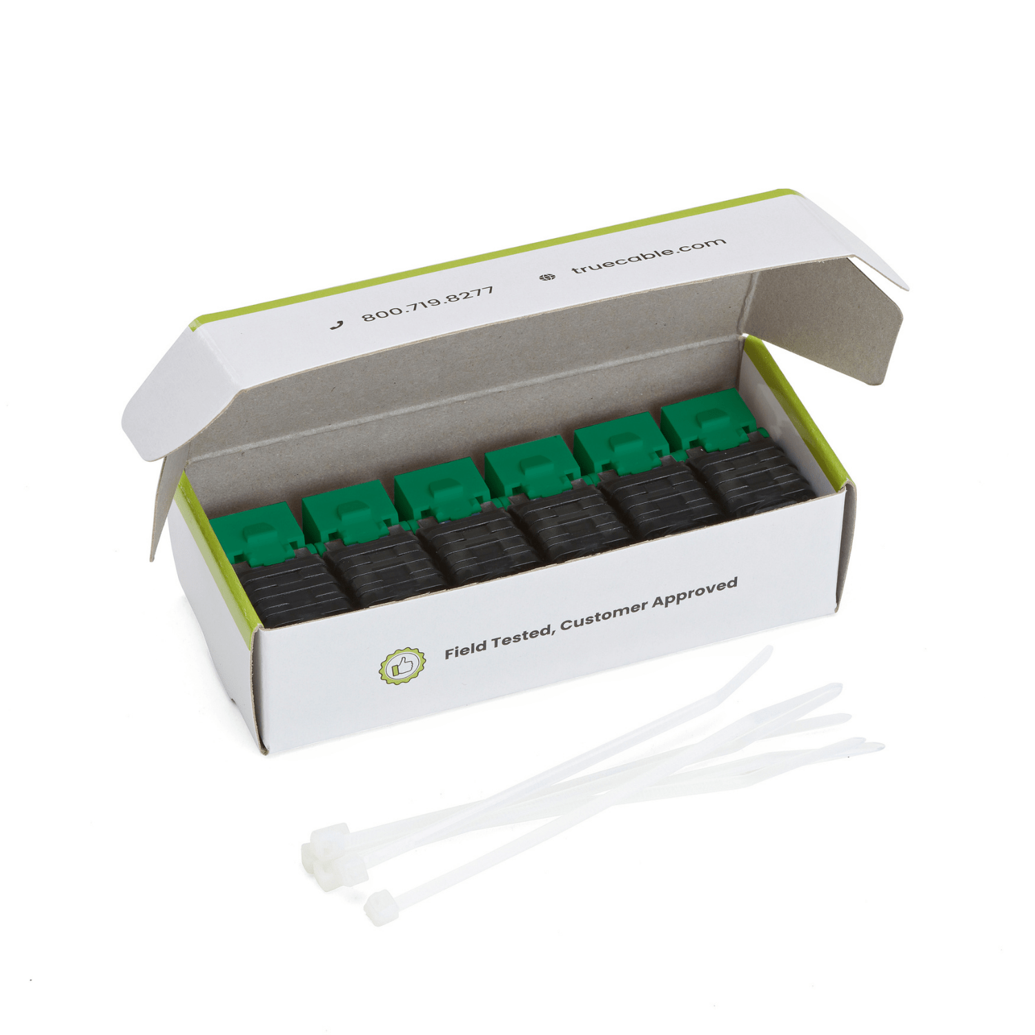 Cat6A Toolless Keystone Jack | Unshielded | 6pc | Green