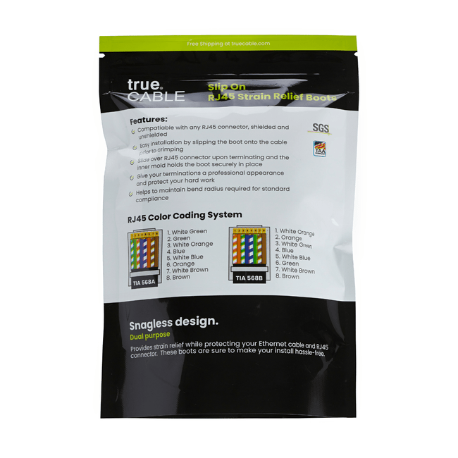 Slip On RJ45 Strain Relief Boot | Small | 100pc | Packaging Back
