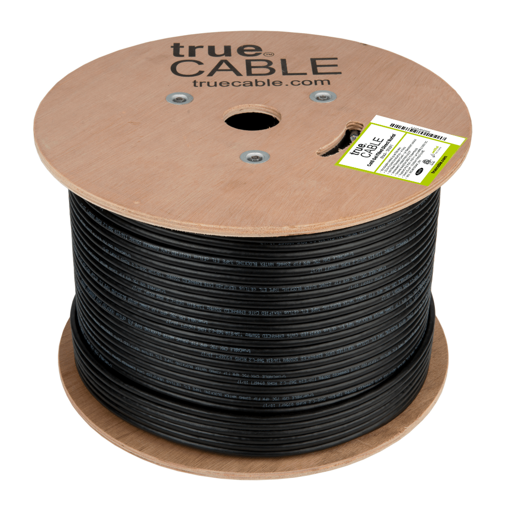 trueCABLE | Cat6 Gel Filled Direct Burial | Black | 1000ft |  Reel
