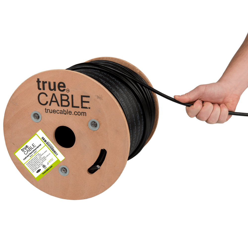 trueCABLE | Cat6 Gel Filled Direct Burial | Black | 500ft |  Hand Pulling