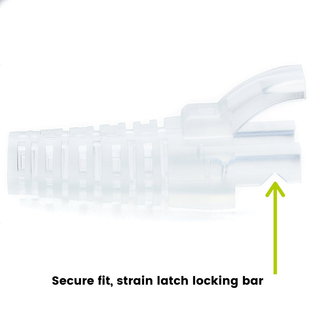 Cut-to-Fit RJ45 Strain Relief Boot | Large | 100pc | strain latch locking bar