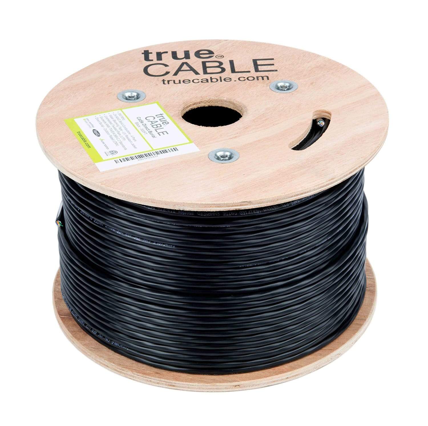 Outdoor Cat5e Cable Black 500ft trueCABLE Reel No wrap