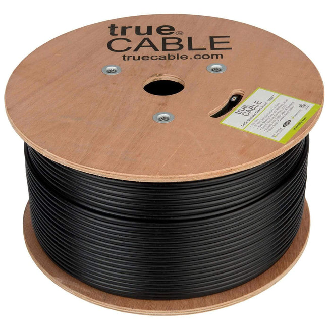 Cat5e Shielded Outdoor Cable Black 1000ft trueCABLE Reel No wrap