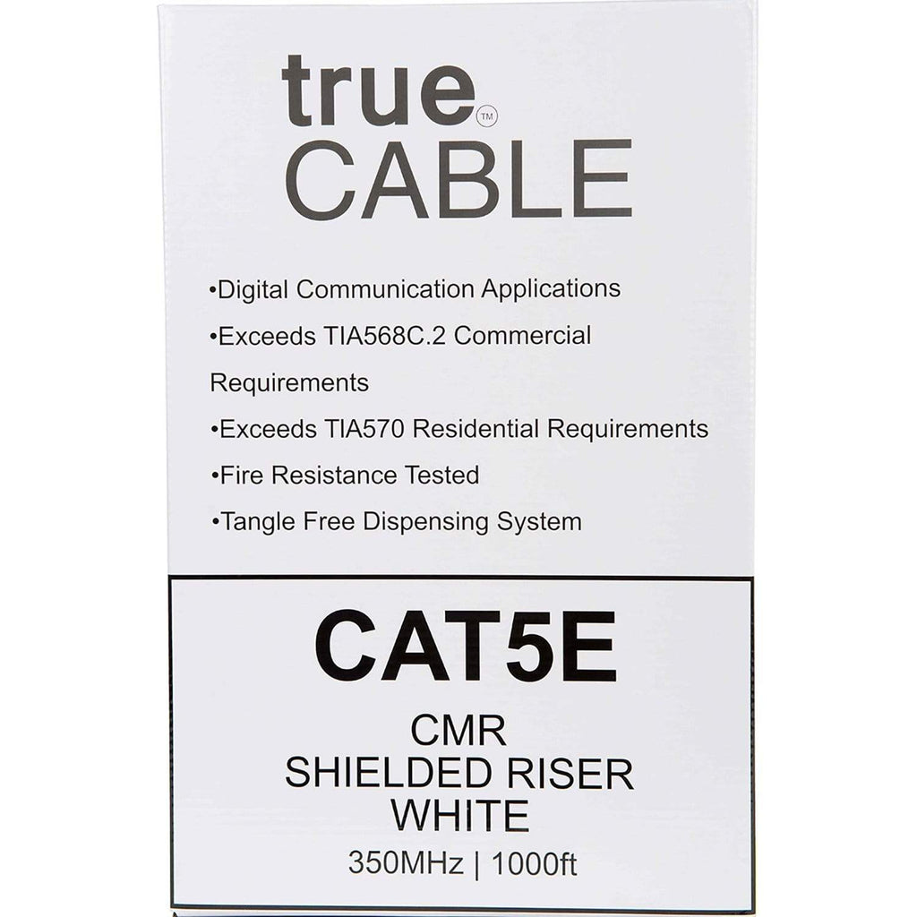 Cat5e Shielded Riser Ethernet Cable White 1000ft trueCABLE Box Back