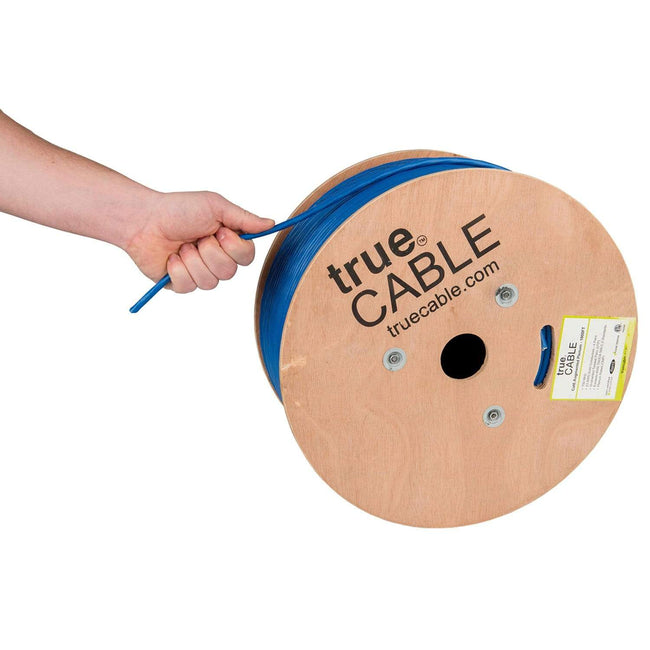 Cat6A Plenum Ethernet Cable Blue 1000ft trueCABLE Hand Pulling