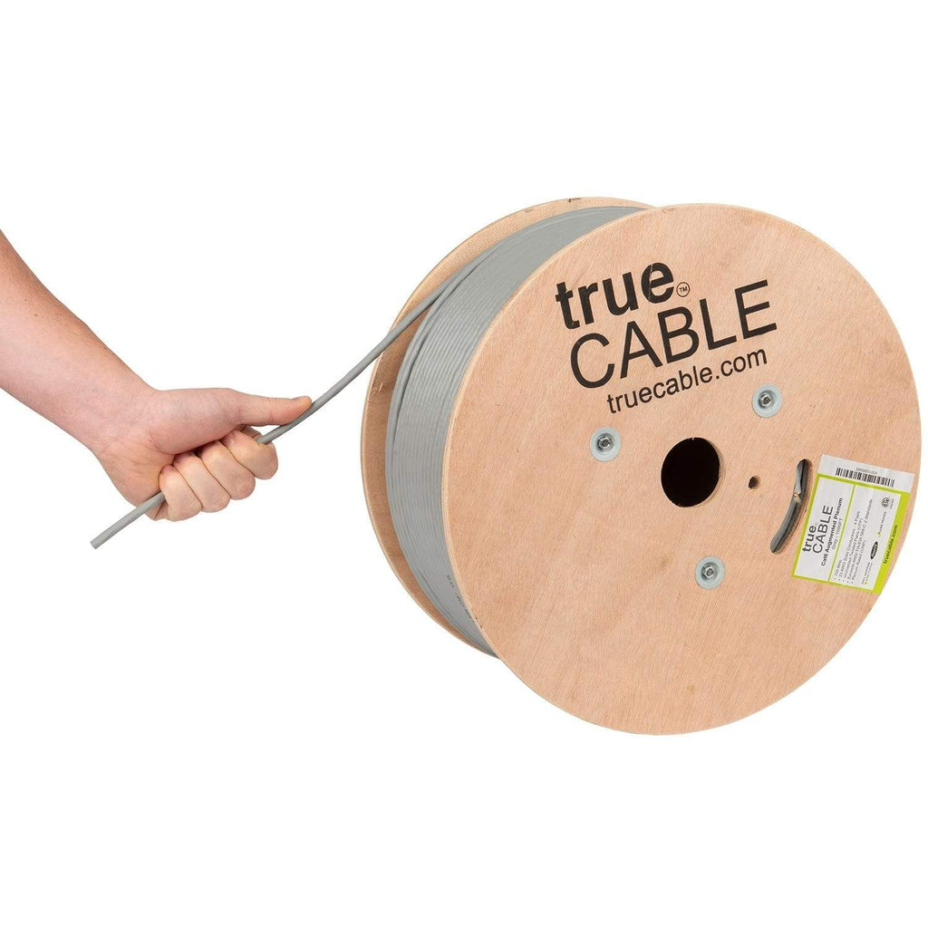 Cat6A Plenum Ethernet Cable Gray 1000ft trueCABLE Hand Pulling