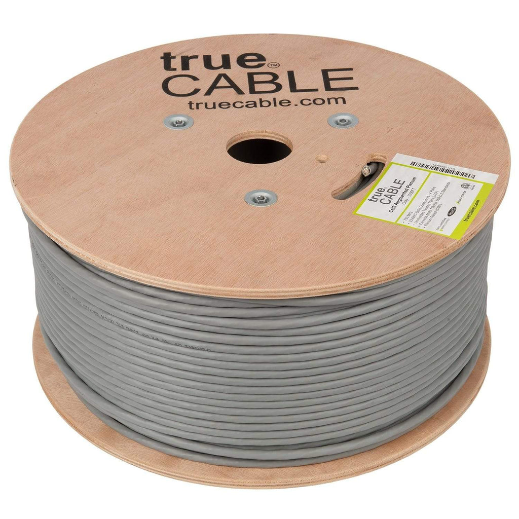 Cat6A Plenum Ethernet Cable Gray 1000ft trueCABLE Reel No Wrap
