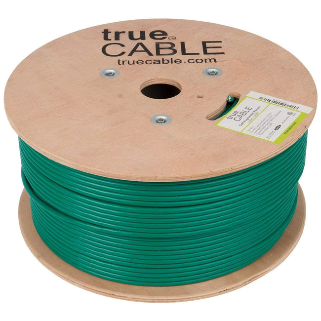 Cat6A Plenum Ethernet Cable Green 1000ft trueCABLE Reel No Wrap