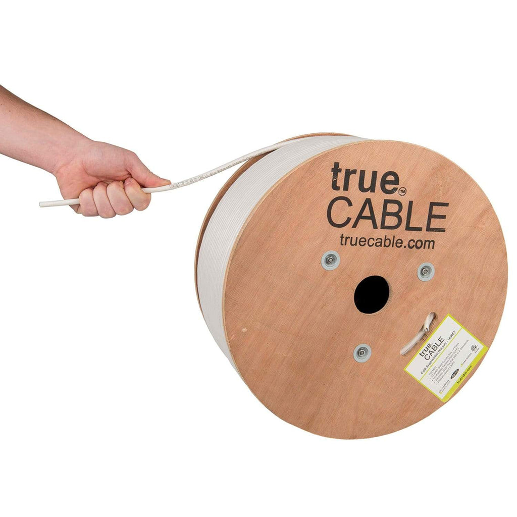 Cat6A Plenum Ethernet Cable White 1000ft trueCABLE Hand Pulling