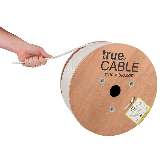 Cat6A Plenum Ethernet Cable White 1000ft trueCABLE Hand Pulling