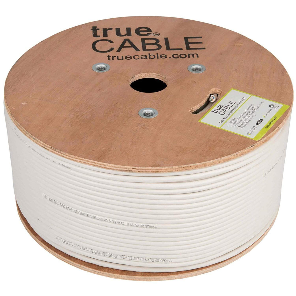 Cat6A Plenum Ethernet Cable White 1000ft trueCABLE Reel No Wrap