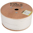 Cat6A Plenum Ethernet Cable White 1000ft trueCABLE Reel No Wrap