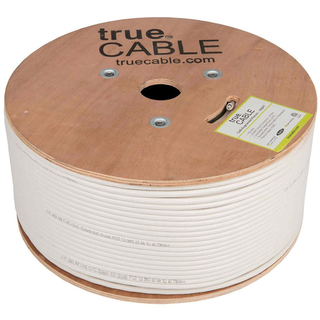 Cat6A Plenum Ethernet Cable White 1000ft trueCABLE Reel No Wrap