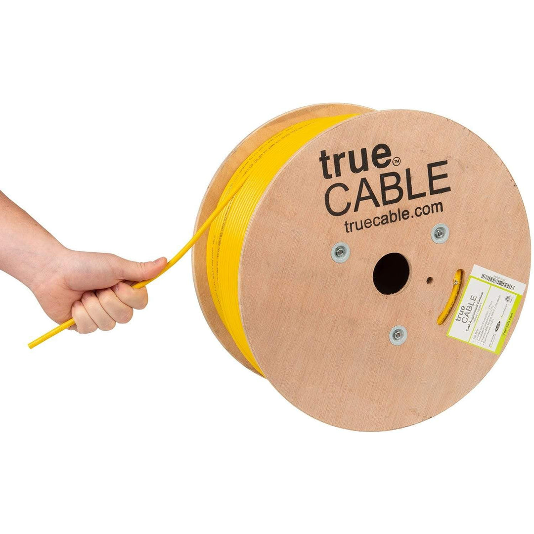 Cat6A Plenum Ethernet Cable Yellow 1000ft trueCABLE Hand Pulling