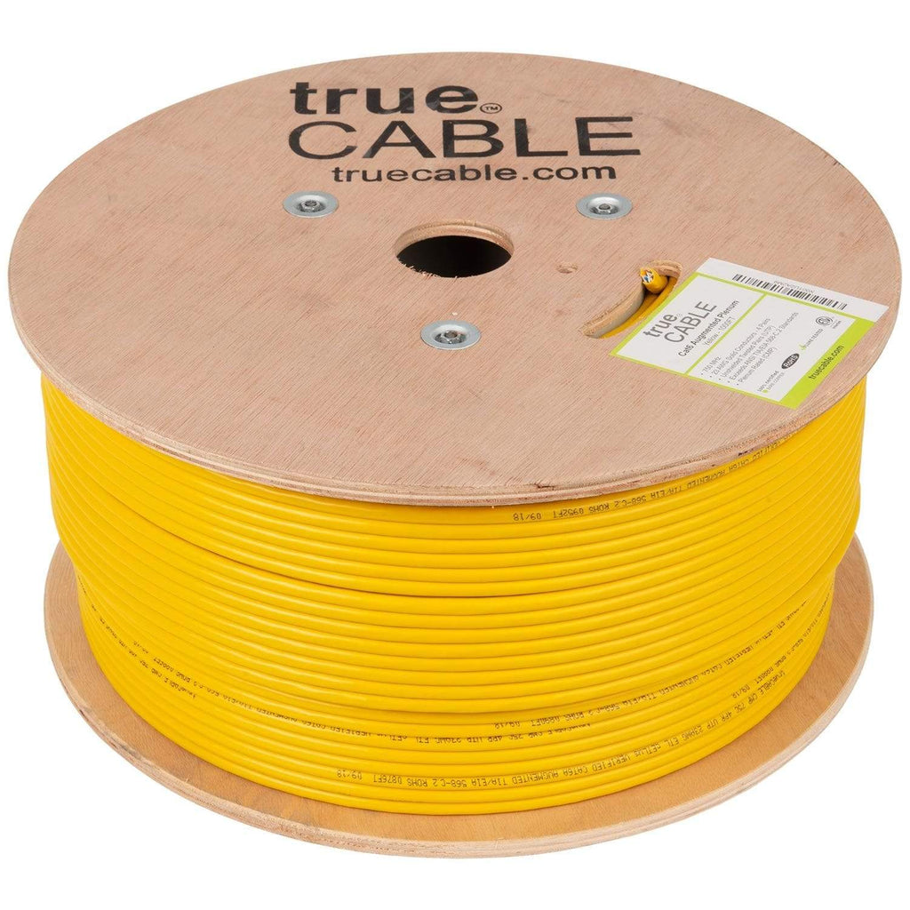 Cat6A Plenum Ethernet Cable Yellow 1000ft trueCABLE Reel No Wrap