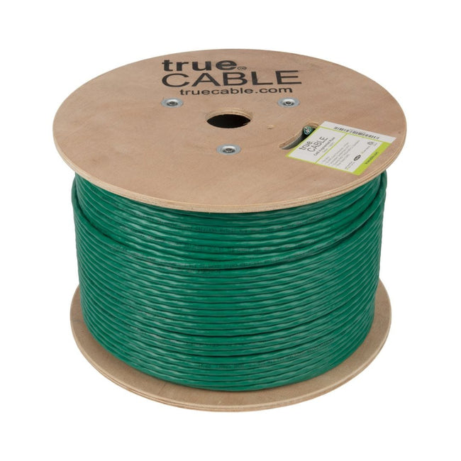 Cat6A Riser Ethernet Cable Green 1000ft trueCABLE Reel No Wrap