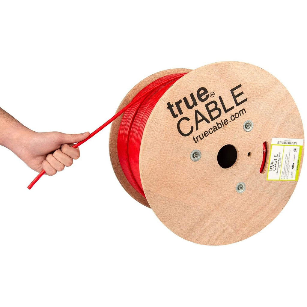 Cat6A Riser Ethernet Cable Red 1000ft trueCABLE Hand Pulling