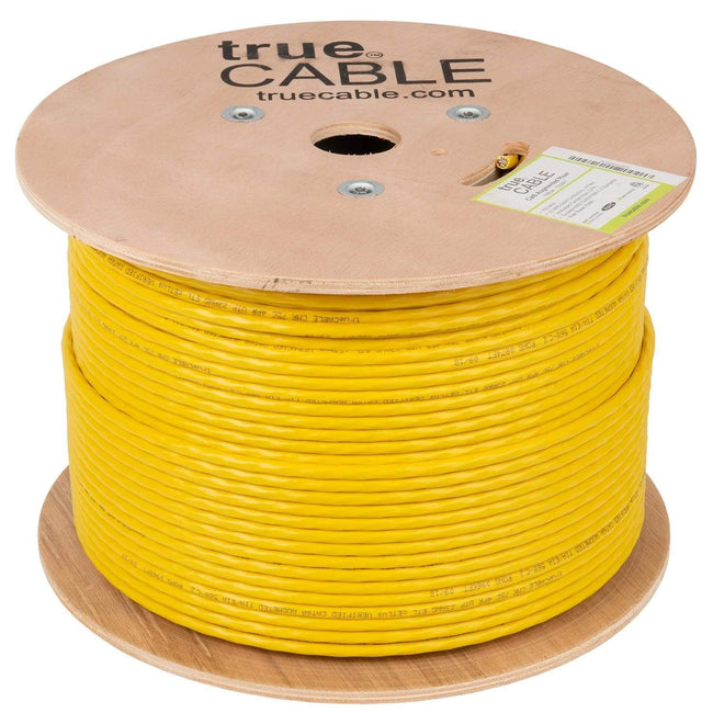 Cat6A Riser Ethernet Cable Yellow 1000ft trueCABLE Reel No Wrap