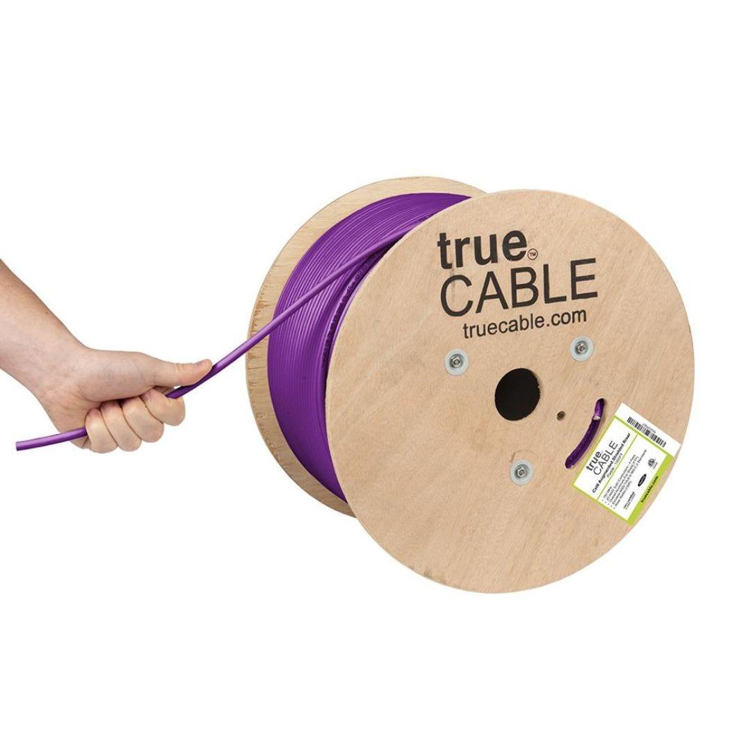 CAT6A_Shielded_Riser_Purple_1000ft_trueCABLE_Hand_Pulling