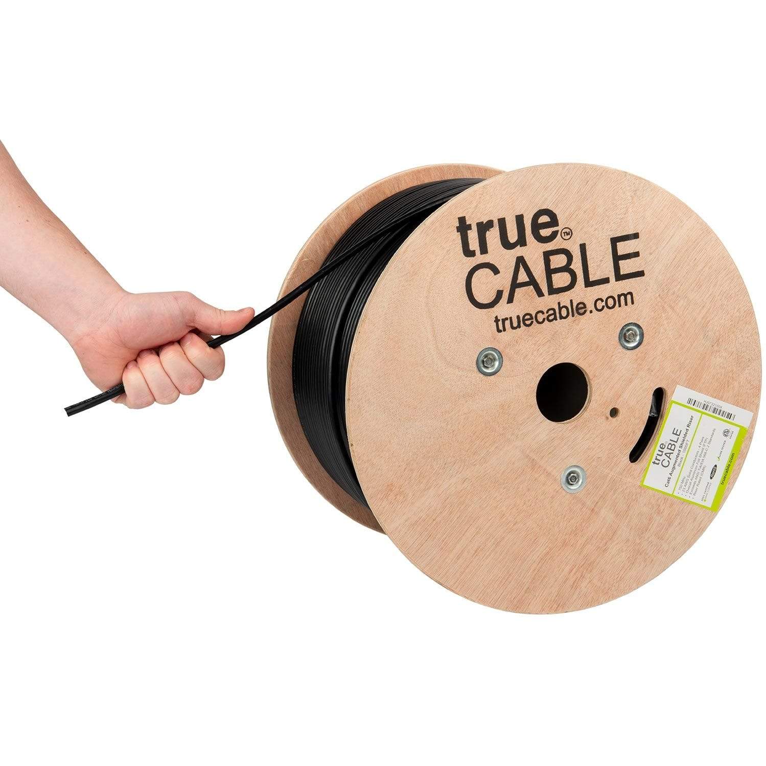 Cat6A Shielded Riser Ethernet Cable Black 1000ft trueCABLE Hand Pulling