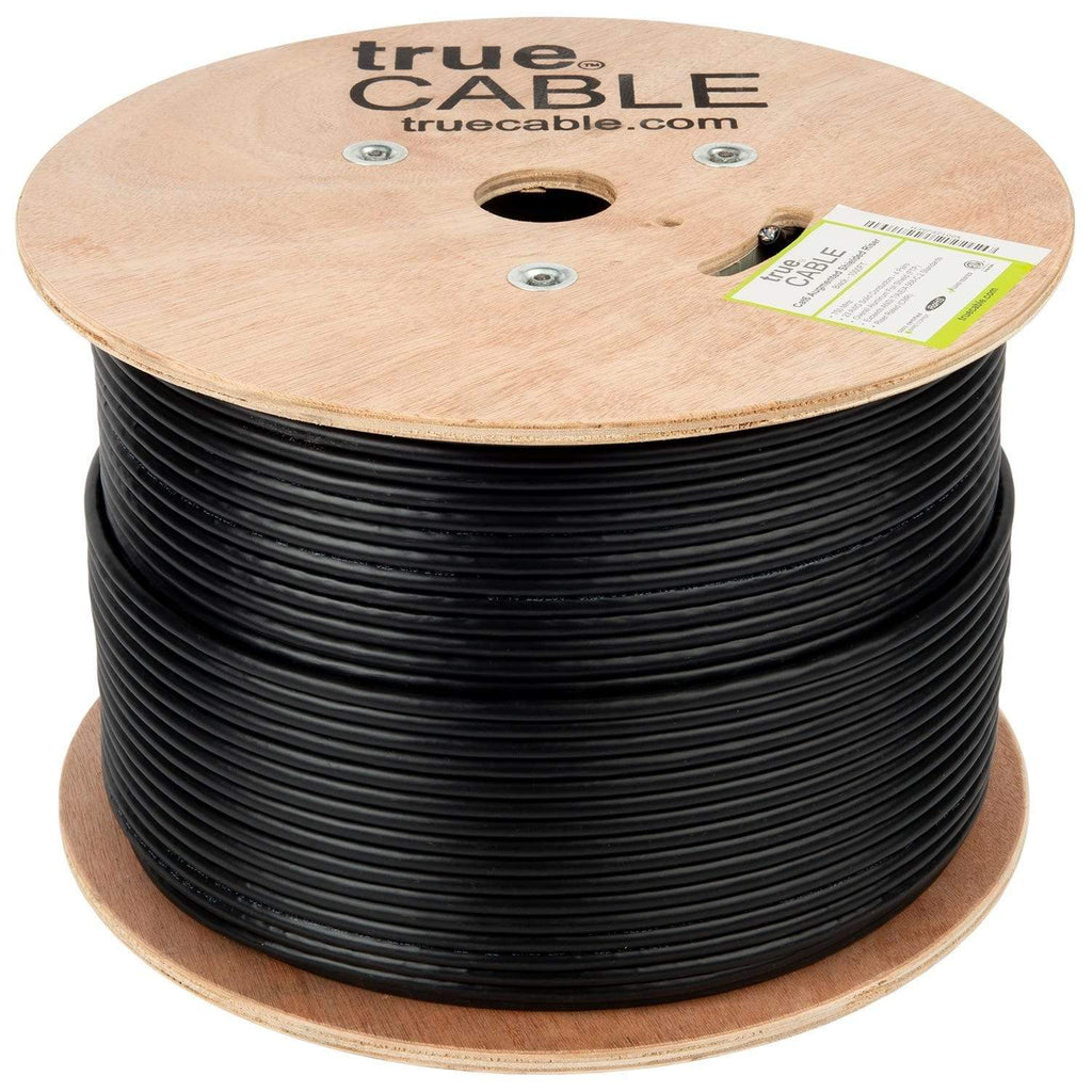 Cat6A Shielded Riser Ethernet Cable Black 1000ft trueCABLE Reel No Wrap