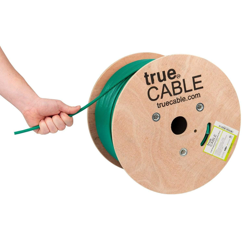 Cat6A Shielded Riser Ethernet Cable Green 1000ft trueCABLE Hand Pulling