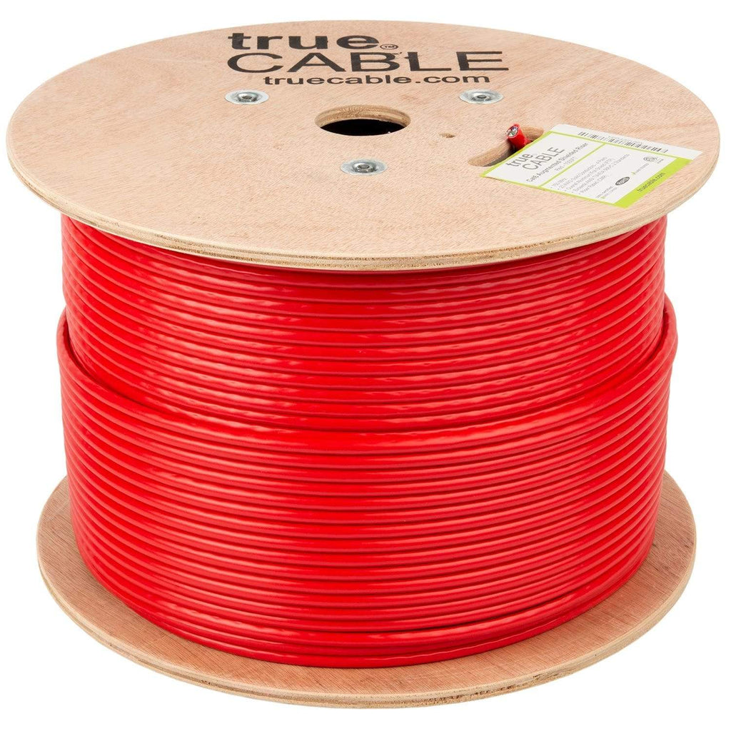 Cat6A Shielded Riser Ethernet Cable Red 1000ft trueCABLE Reel No Wrap