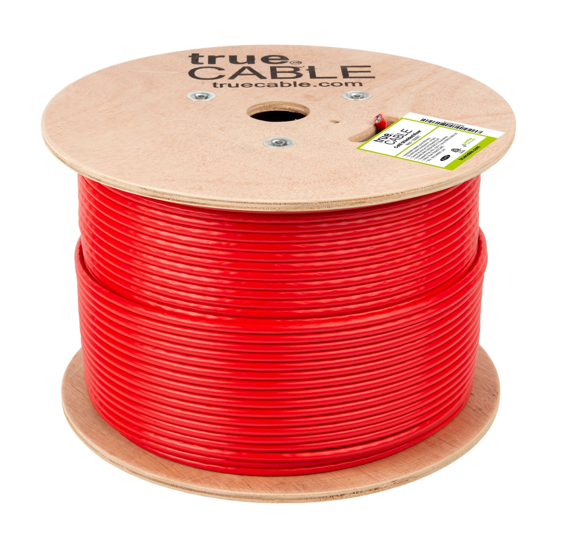 Cat6 Shielded Riser, Red, 1000ft, trueCABLE, Ethernet Cable