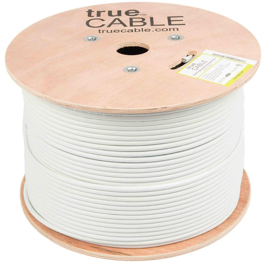 Cat6A Shielded Riser Ethernet Cable White 1000ft trueCABLE Reel No Wrap