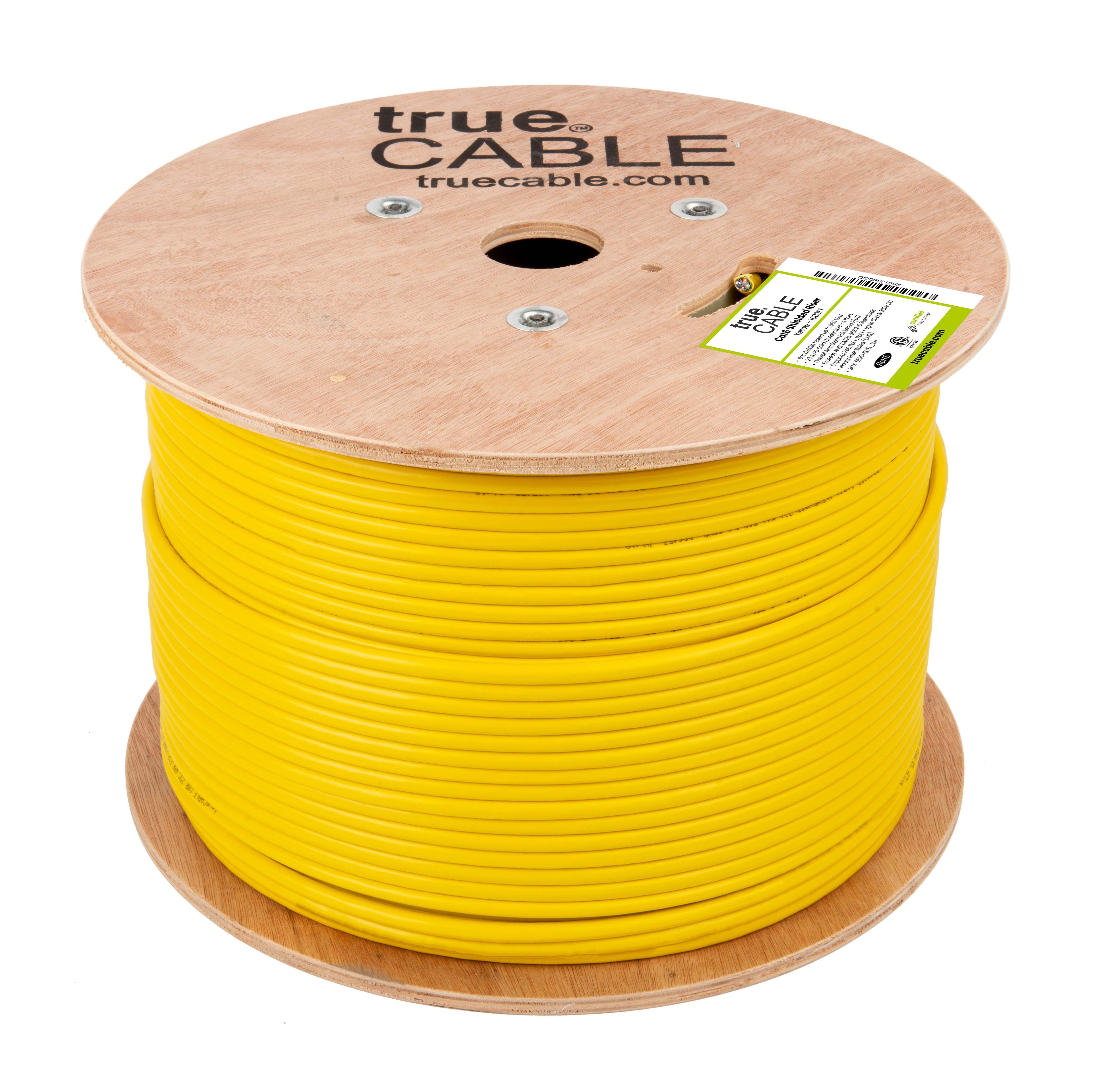 Cat6 Riser Shielded Cable, Yellow, 1000ft, Reel, Unwrapped