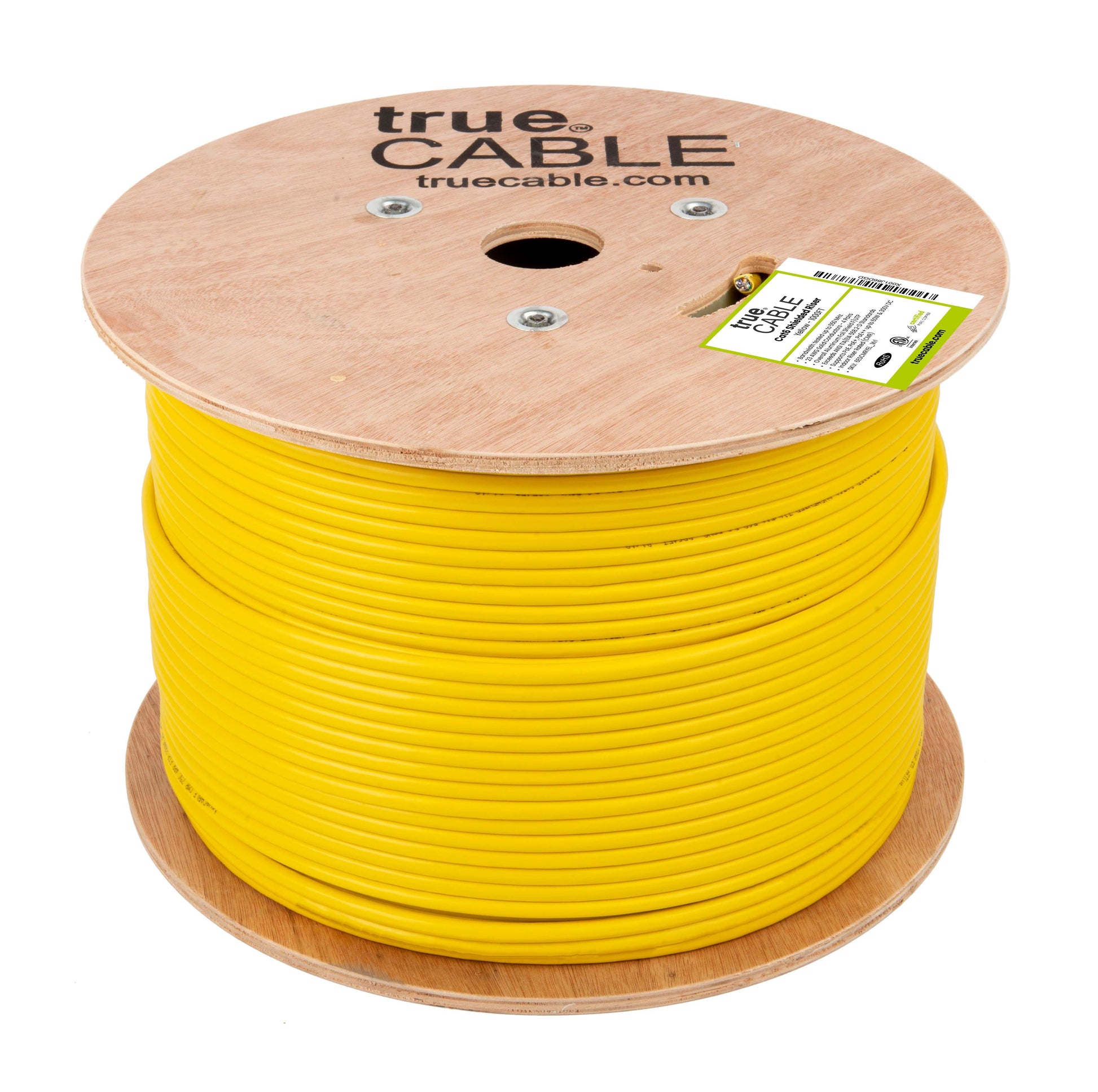Cat6 Riser Shielded Cable, Yellow, 1000ft, Reel, Unwrapped
