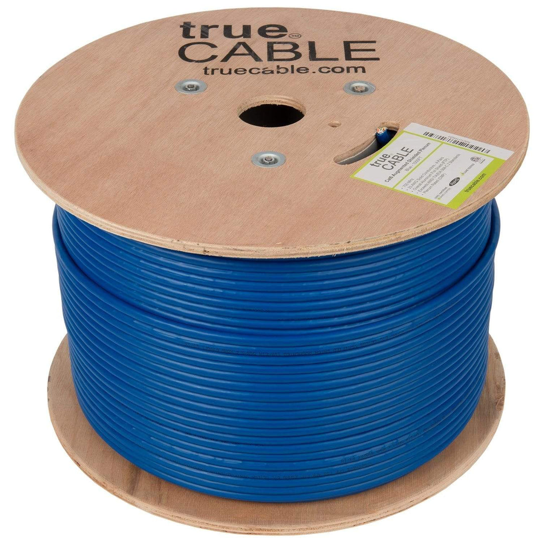 Cat6A Shielded Plenum Ethernet Cable Blue 1000ft trueCABLE Reel No Wrap