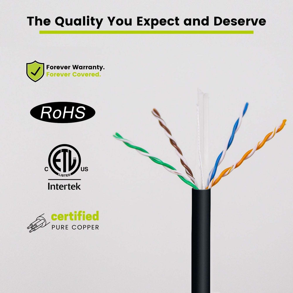 Cat6 Riser Ethernet Cable Black 1000ft trueCABLE Wire Closeup