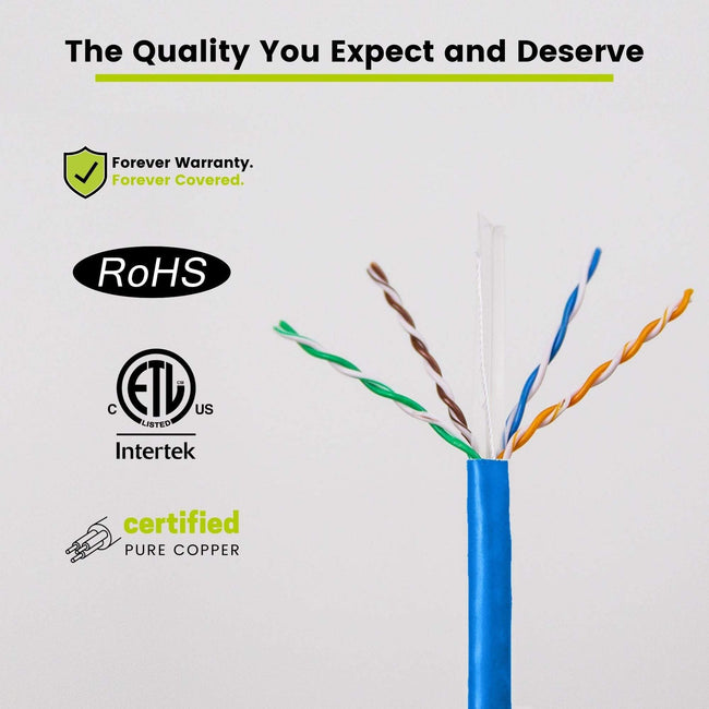 Cat6 Riser Ethernet Cable Blue 500ft trueCABLE Wire Closeup