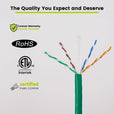 Cat6 Riser Ethernet Cable Green 1000ft trueCABLE Wire Closeup