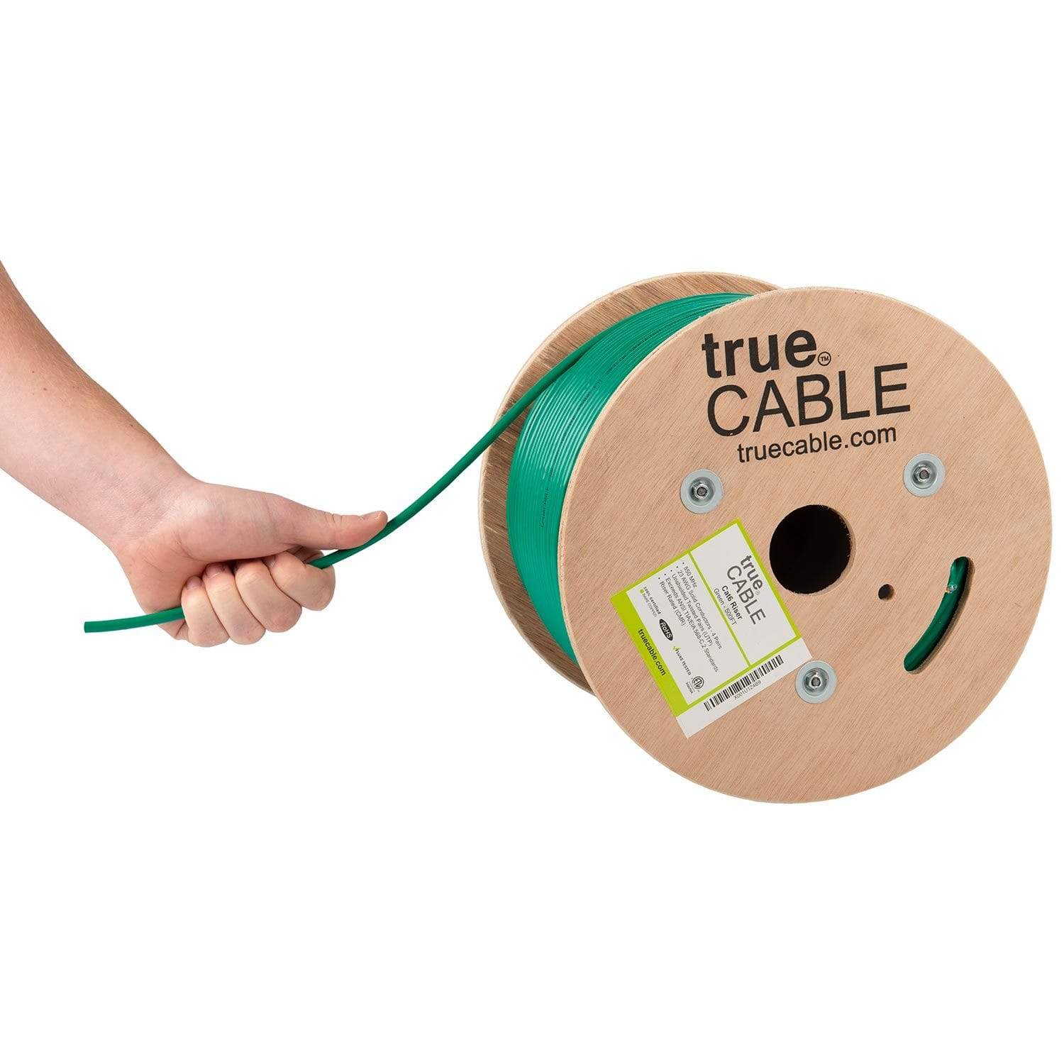 Cat6 Riser Ethernet Cable Green 500ft trueCABLE Hand Pulling
