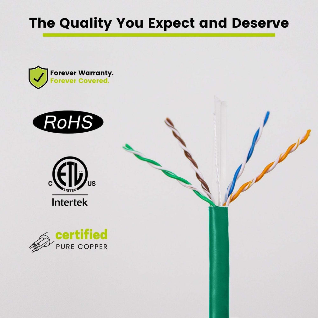 Cat6 Riser Ethernet Cable Green 500ft trueCABLE Wire Closeup
