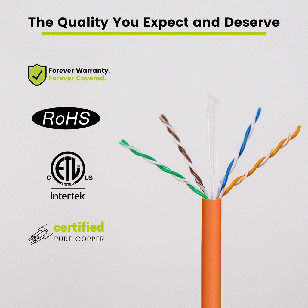 Cat6 Riser Ethernet Cable Orange 1000ft trueCABLE Closeup