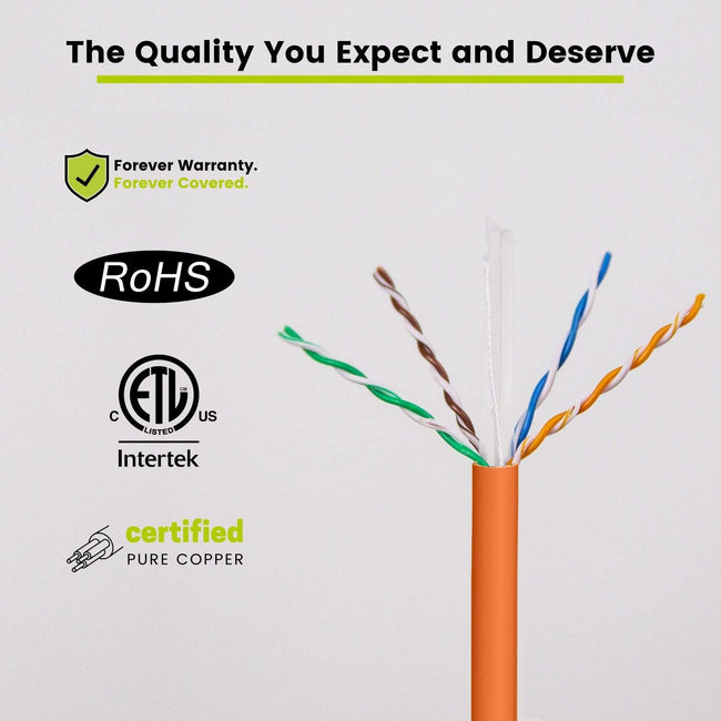 Cat6 Riser Ethernet Cable Orange 1000ft trueCABLE Closeup
