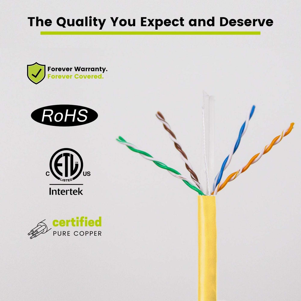 Cat6 Riser Ethernet Cable Yellow 1000ft trueCABLE Closeup