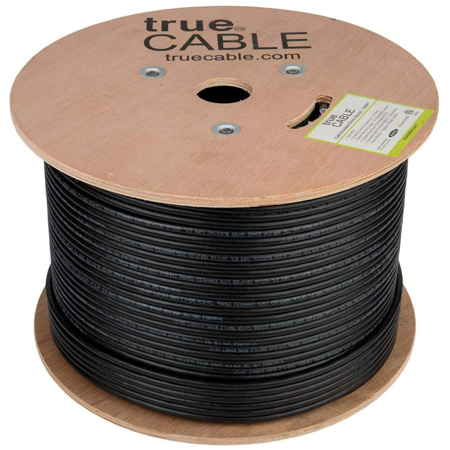 Cat6 Shielded Direct Burial Cable Black 1000ft trueCABLE Reel Top
