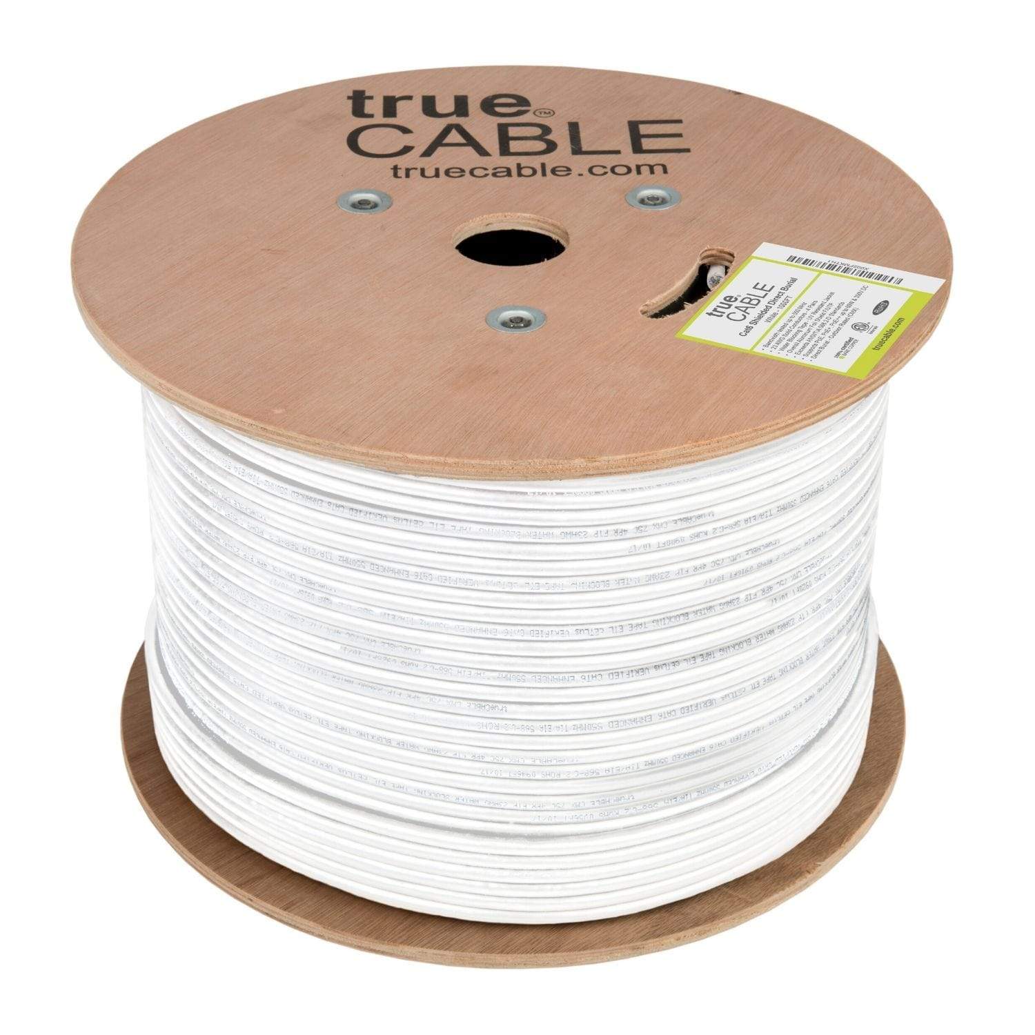 Cat6 Shielded Direct Burial Cable White 1000ft trueCABLE Reel Top