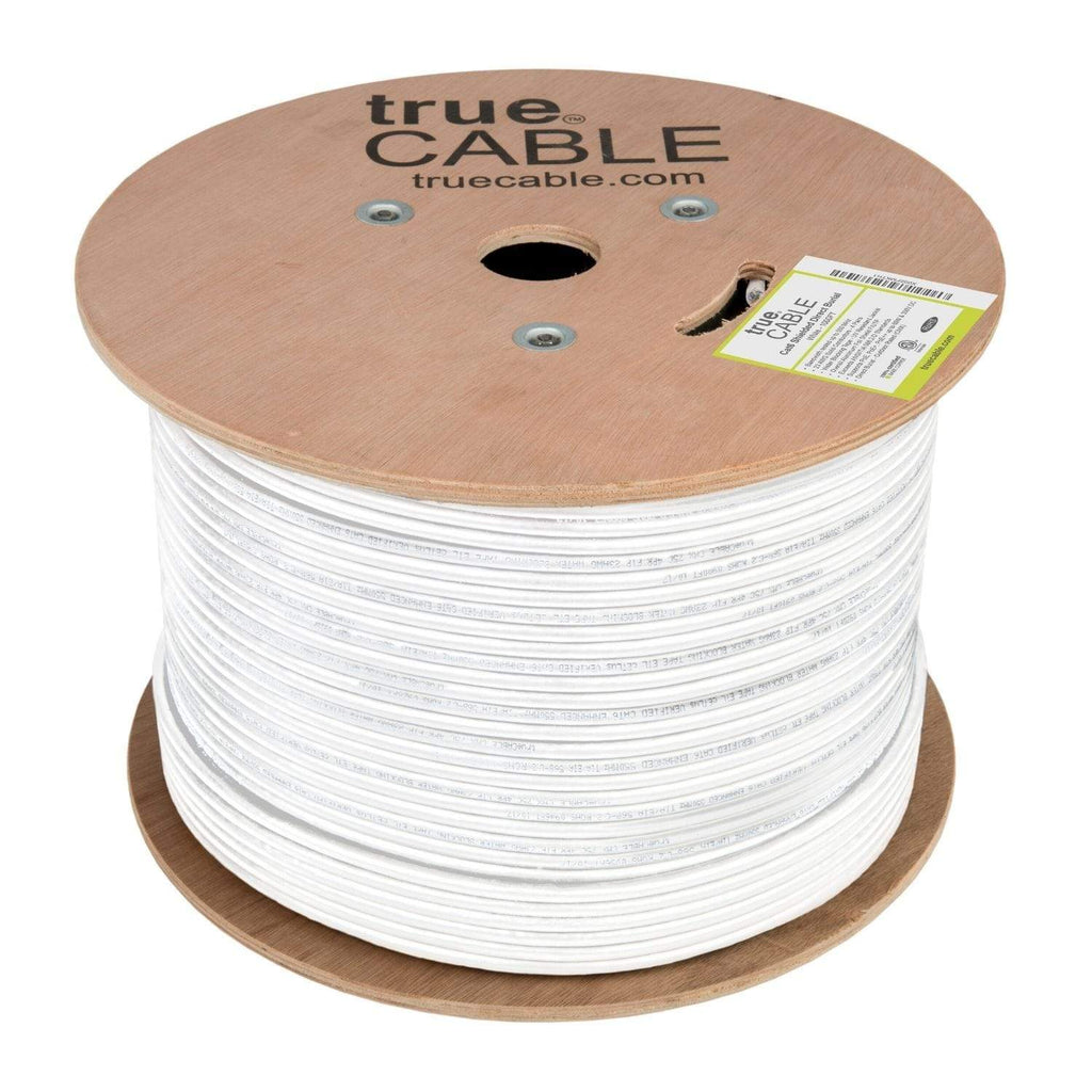 Cat6 Shielded Direct Burial Cable White 1000ft trueCABLE Reel Top