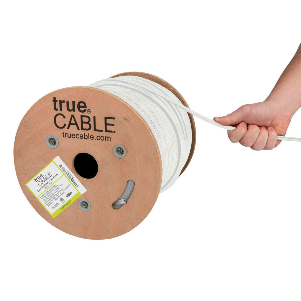 Cat6 Shielded Direct Burial Cable White 500ft trueCABLE Hand Pull